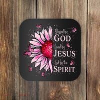 Blessed By God Loved By Jesus Sunflower  Coaster thumb 0