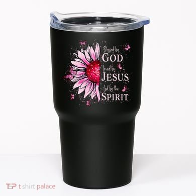 Blessed By God Loved By Jesus Sunflower  Tumbler