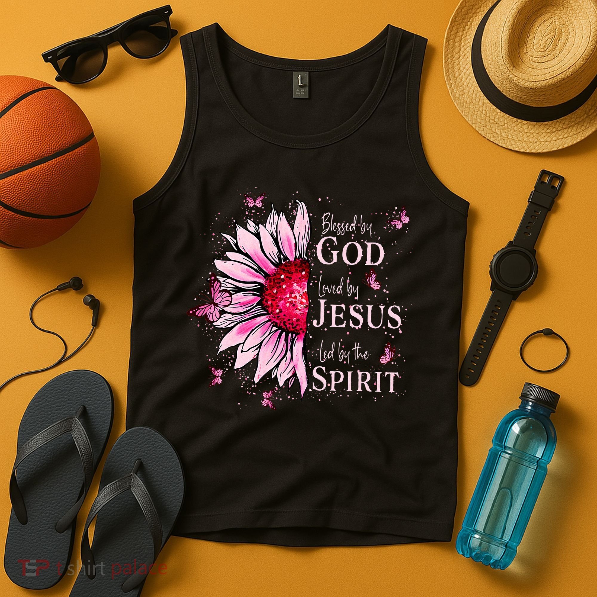 Blessed By God Loved By Jesus Sunflower  Tank Top