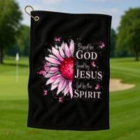 Blessed By God Loved By Jesus Sunflower  Golf Towel thumb 1