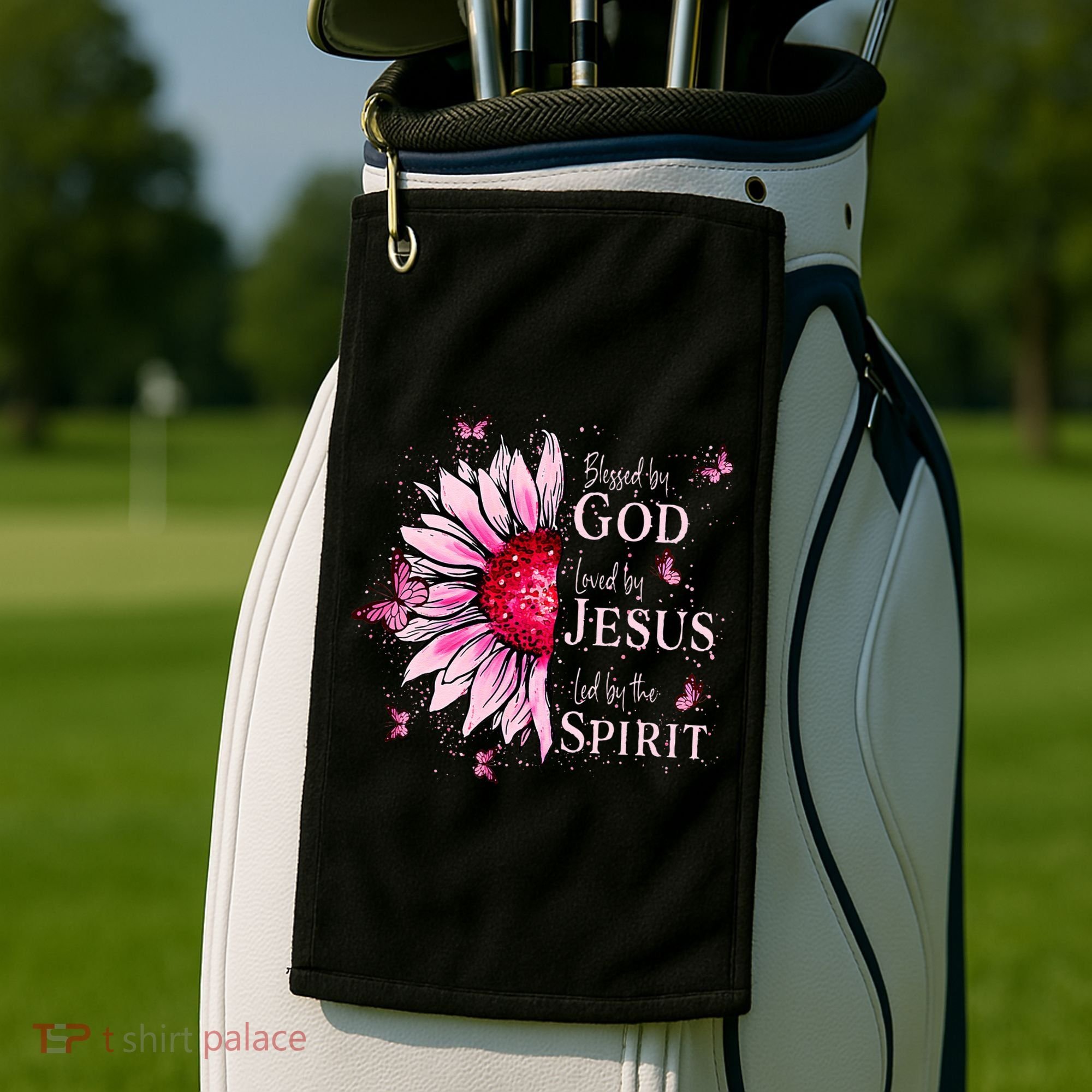 Blessed By God Loved By Jesus Sunflower  Golf Towel