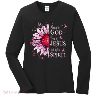 Blessed By God Loved By Jesus Sunflower  Women's Long Sleeve Shirt