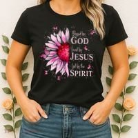 Blessed By God Loved By Jesus Sunflower  Women's T-Shirt thumb 2