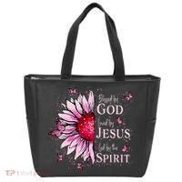 Blessed By God Loved By Jesus Sunflower  Tote Bag thumb 0