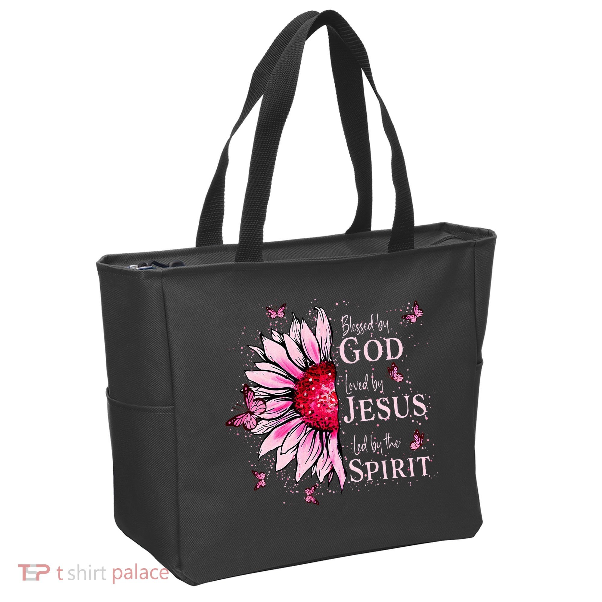 Blessed By God Loved By Jesus Sunflower  Tote Bag
