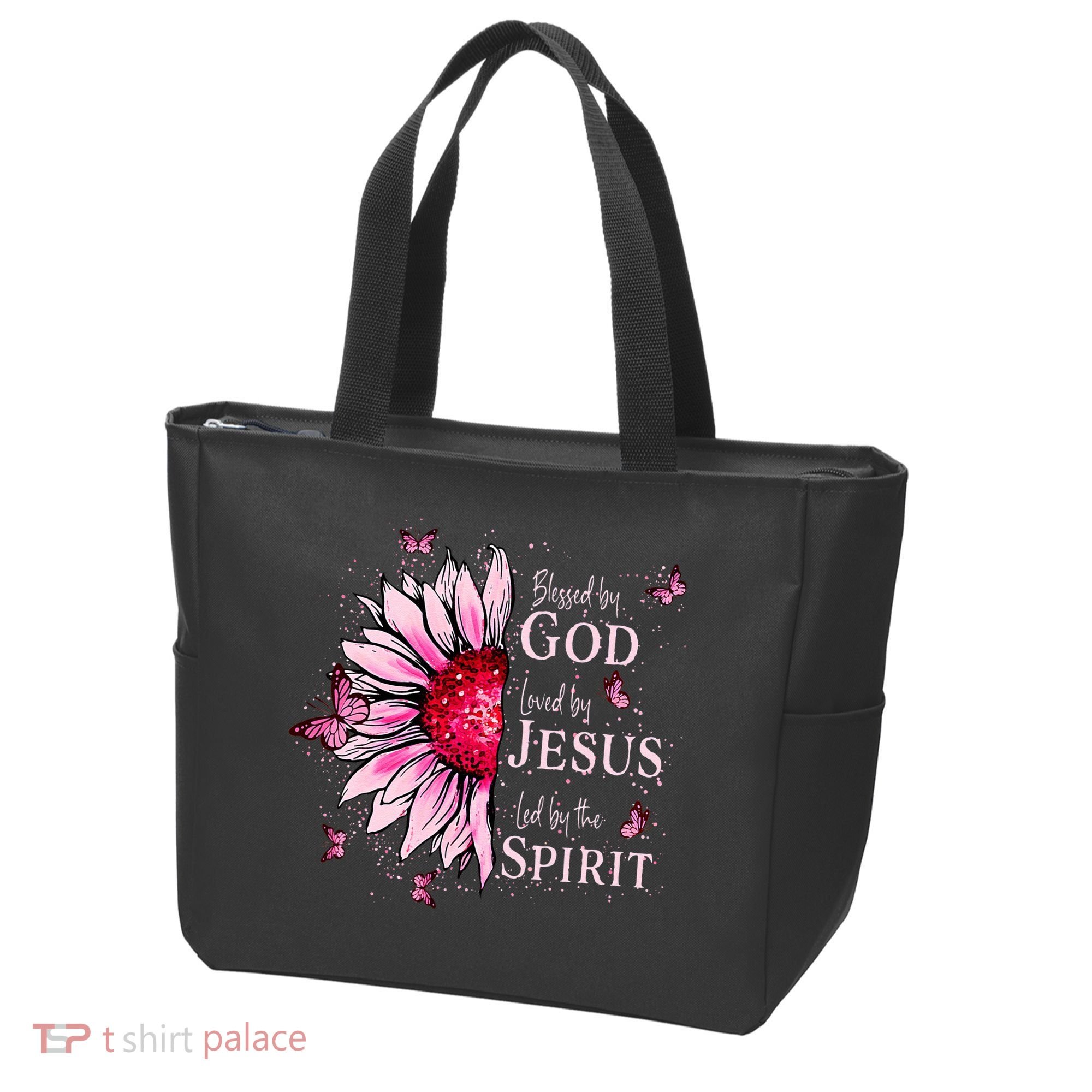 Blessed By God Loved By Jesus Sunflower  Tote Bag