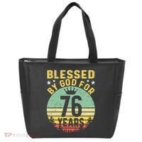 Blessed By GOD For 76 Years Of Being Awesome 76 Birthday Tote Bag thumb 0