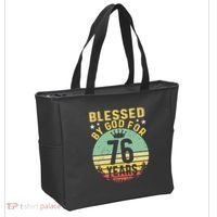 Blessed By GOD For 76 Years Of Being Awesome 76 Birthday Tote Bag thumb 2