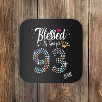 Blessed By God For 93 Years 93rd Birthday Anniversary Coaster thumb 0