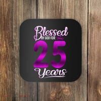 Blessed by God for 25 Years Old 25th Birthday Present Gifts Crown Coaster thumb 0