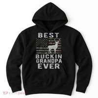 Best Bucking Grandpa Ever Camouflage Us Flag Deer Hunting Hoodie thumb 0
