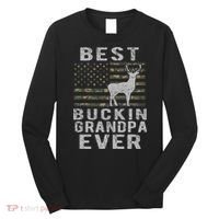 Best Bucking Grandpa Ever Camouflage Us Flag Deer Hunting Long Sleeve Shirt thumb 0
