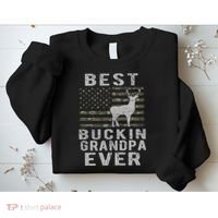 Best Bucking Grandpa Ever Camouflage Us Flag Deer Hunting Sweatshirt thumb 2
