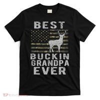 Best Bucking Grandpa Ever Camouflage Us Flag Deer Hunting T-Shirt thumb 0