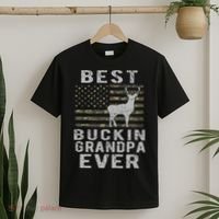 Best Bucking Grandpa Ever Camouflage Us Flag Deer Hunting T-Shirt thumb 2