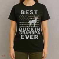 Best Bucking Grandpa Ever Camouflage Us Flag Deer Hunting T-Shirt thumb 4