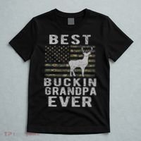 Best Bucking Grandpa Ever Camouflage Us Flag Deer Hunting T-Shirt thumb 5