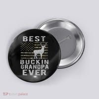 Best Bucking Grandpa Ever Camouflage Us Flag Deer Hunting Button thumb 0