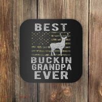 Best Bucking Grandpa Ever Camouflage Us Flag Deer Hunting Coaster thumb 0