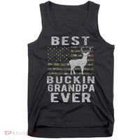 Best Bucking Grandpa Ever Camouflage Us Flag Deer Hunting Tank Top thumb 0