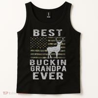 Best Bucking Grandpa Ever Camouflage Us Flag Deer Hunting Tank Top thumb 2