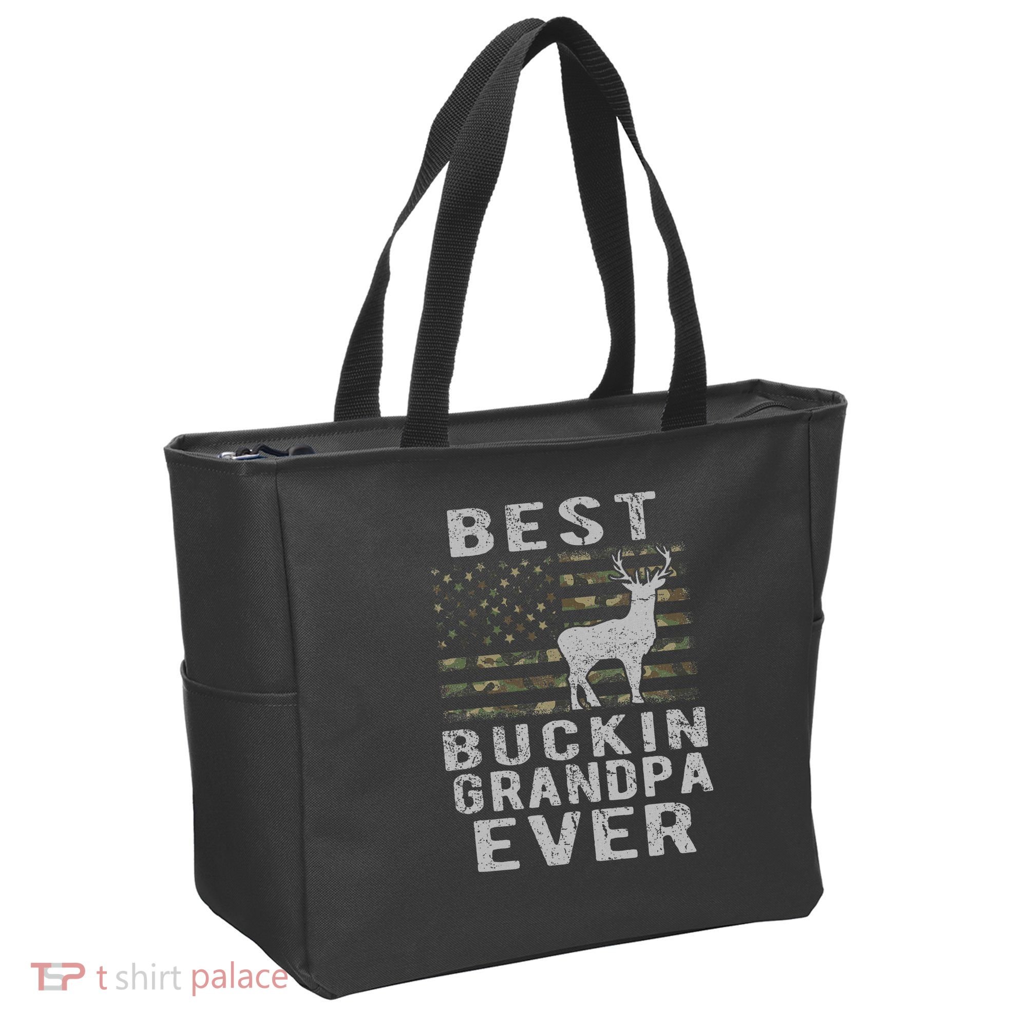 Best Bucking Grandpa Ever Camouflage Us Flag Deer Hunting Tote Bag