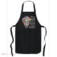Blessed By God Loved By Jesus Floral Cross Christian Apron thumb 0