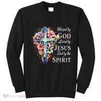 Blessed By God Loved By Jesus Floral Cross Christian Sweatshirt thumb 0