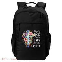 Blessed By God Loved By Jesus Floral Cross Christian Backpack thumb 0