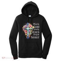 Blessed By God Loved By Jesus Floral Cross Christian Women's Hoodie thumb 0