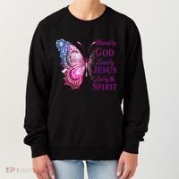 Blessed By God Loved By Jesus Butterfly Christian Women's Sweatshirt thumb 0