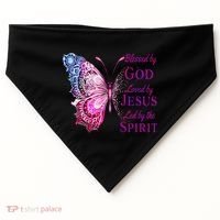 Blessed By God Loved By Jesus Butterfly Christian USA-Made Doggie Bandana thumb 0