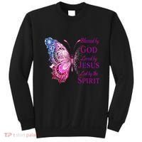 Blessed By God Loved By Jesus Butterfly Christian Sweatshirt thumb 0
