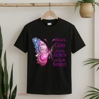 Blessed By God Loved By Jesus Butterfly Christian T-Shirt thumb 2
