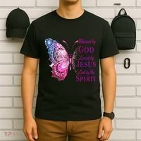 Blessed By God Loved By Jesus Butterfly Christian T-Shirt thumb 6