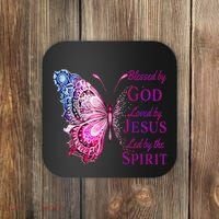 Blessed By God Loved By Jesus Butterfly Christian Coaster thumb 0