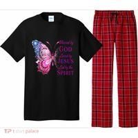 Blessed By God Loved By Jesus Butterfly Christian Pajama Set thumb 0