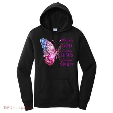 Blessed By God Loved By Jesus Butterfly Christian Women's Hoodie