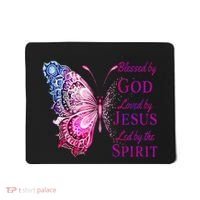Blessed By God Loved By Jesus Butterfly Christian Mousepad thumb 0