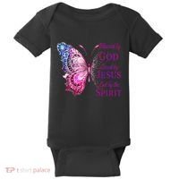 Blessed By God Loved By Jesus Butterfly Christian Baby Bodysuit thumb 0