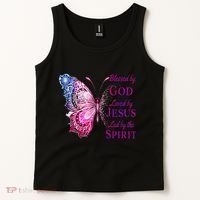 Blessed By God Loved By Jesus Butterfly Christian Tank Top thumb 2