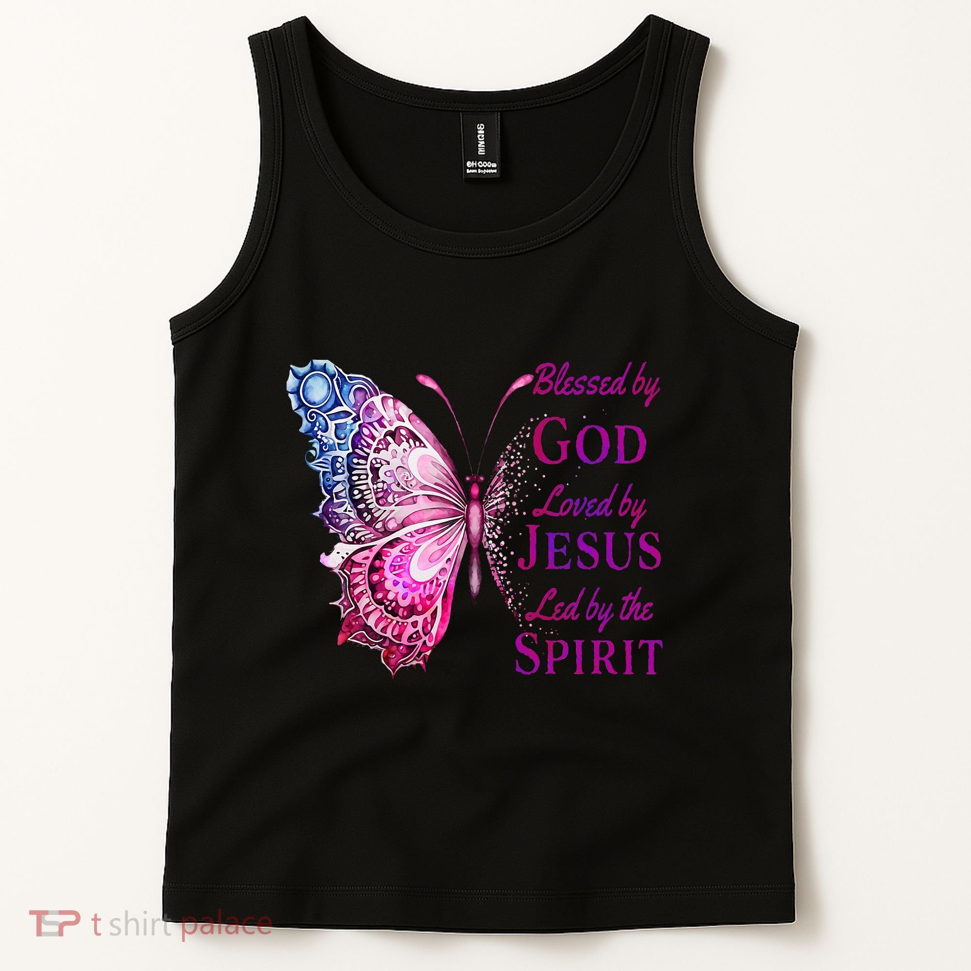 Blessed By God Loved By Jesus Butterfly Christian Tank Top