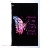 Blessed By God Loved By Jesus Butterfly Christian Golf Towel thumb 0