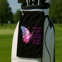 Blessed By God Loved By Jesus Butterfly Christian Golf Towel thumb 2