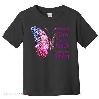 Blessed By God Loved By Jesus Butterfly Christian Toddler T-Shirt