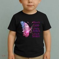 Blessed By God Loved By Jesus Butterfly Christian Toddler T-Shirt thumb 2