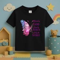 Blessed By God Loved By Jesus Butterfly Christian Toddler T-Shirt thumb 3