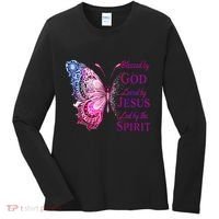 Blessed By God Loved By Jesus Butterfly Christian Women's Long Sleeve Shirt thumb 0