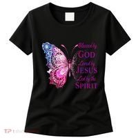 Blessed By God Loved By Jesus Butterfly Christian Women's T-Shirt thumb 0