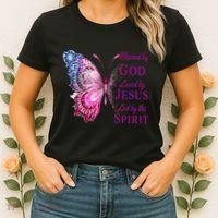 Blessed By God Loved By Jesus Butterfly Christian Women's T-Shirt thumb 2